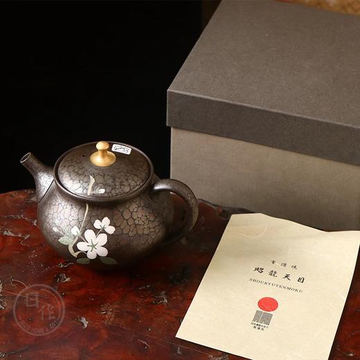 日本常滑烧昭龙梅原昭二金摘手绘天目釉后手急须茶壶 商品图1