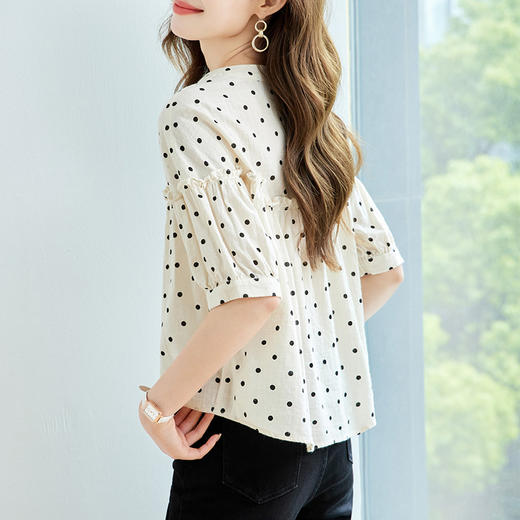 馥迦法式圆领波点纯棉衬衫 商品图7
