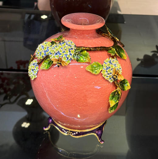 创意珐琅彩轻奢时尚陶瓷花瓶花插新中式客厅餐厅玄关电视柜摆件佛罗端斯花开同心花瓶 商品图2