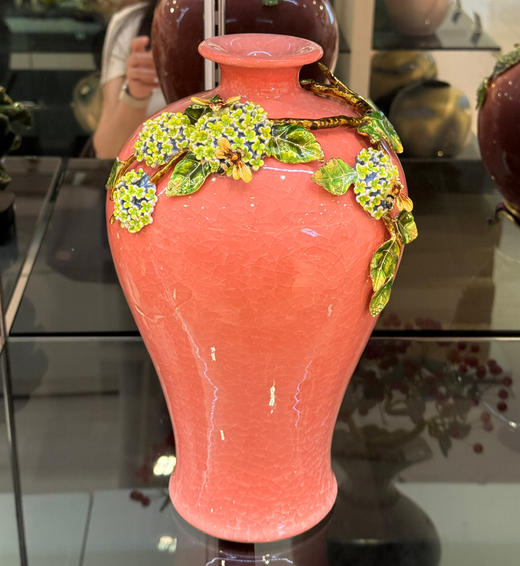 创意珐琅彩轻奢时尚陶瓷花瓶花插新中式客厅餐厅玄关电视柜摆件佛罗端斯花开同心花瓶 商品图1