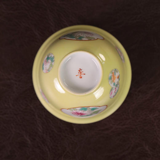 【忘言】柠檬黄地小团花茶碗盖碗 曰何文人器 商品图4