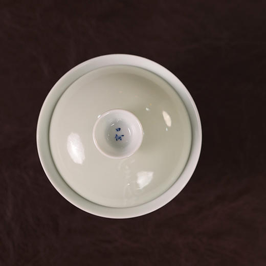 【忘言】豆青釉泥书青花定风波茶碗 盖碗 曰何文人器 商品图4