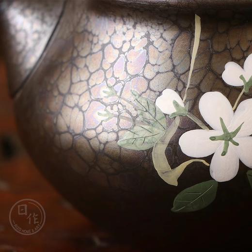 日本常滑烧昭龙梅原昭二金摘手绘天目釉后手急须茶壶 商品图2