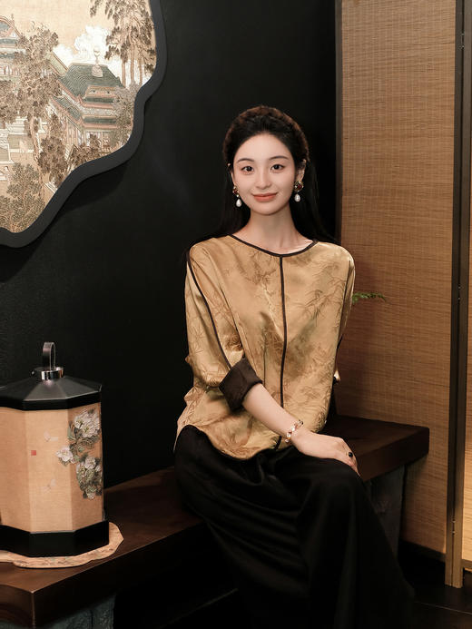 瑕疵|盛唐牡丹 |风清影竹重缎香云纱双面穿外套[特价品](特殊商品不退不换) 商品图1