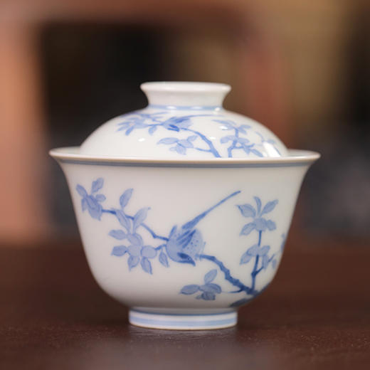 【忘言】拟雍正仿成化青花淡描茶碗 盖碗 曰何文人器 商品图0