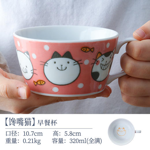 日本进口美浓烧陶瓷餐具馋嘴猫饭碗面汤碗甜品盘碟儿童牛奶马克杯美浓烧卡通猫熊猫系列散件 商品图7