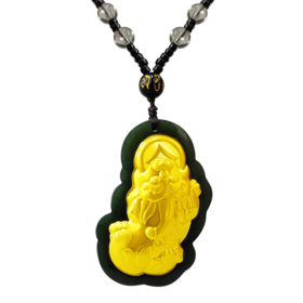 6939392519361 倾爱 财运貔貅和田墨玉吊坠男士项链霸气貔貅玉佩挂坠父亲节礼物送爸爸