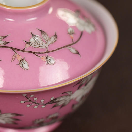 【忘言】胭脂红芙蓉茶碗 盖碗 曰何文人器 商品图2