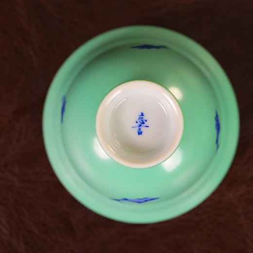 【忘言】青花五鱼纹茶盖碗 曰何文人器 商品图4