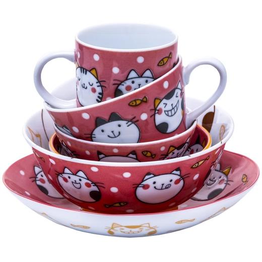 日本进口美浓烧陶瓷餐具馋嘴猫饭碗面汤碗甜品盘碟儿童牛奶马克杯美浓烧卡通猫熊猫系列散件 商品图2