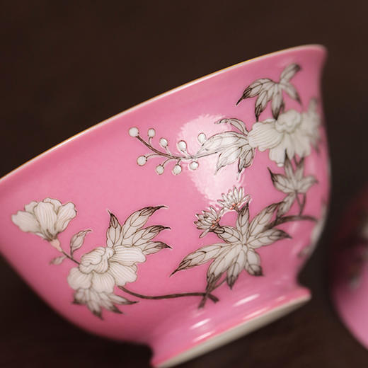 【忘言】胭脂红芙蓉茶碗 盖碗 曰何文人器 商品图3