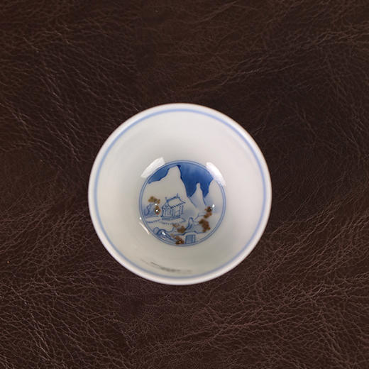 【忘言】青花釉里红山水心经茶园 主人杯 曰何文人器 商品图3