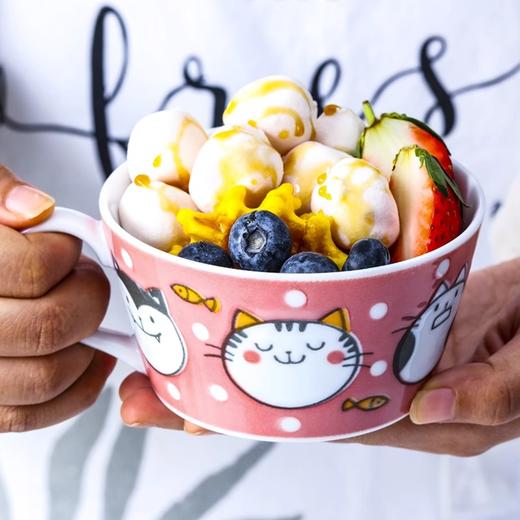日本进口美浓烧陶瓷餐具馋嘴猫饭碗面汤碗甜品盘碟儿童牛奶马克杯美浓烧卡通猫熊猫系列散件 商品图1