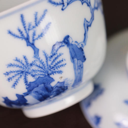 【忘言】 张敞画眉茶碗 盖碗 青花 曰何文人器 商品图2