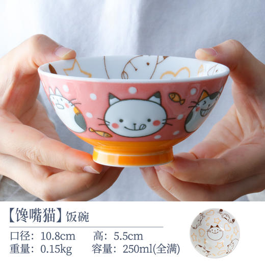 日本进口美浓烧陶瓷餐具馋嘴猫饭碗面汤碗甜品盘碟儿童牛奶马克杯美浓烧卡通猫熊猫系列散件 商品图3