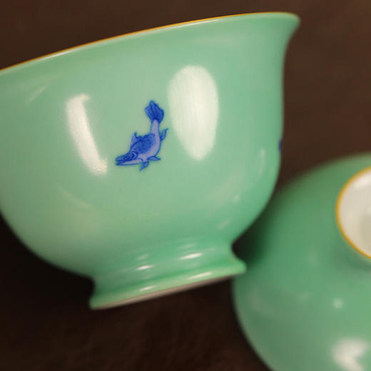 【忘言】青花五鱼纹茶盖碗 曰何文人器 商品图2