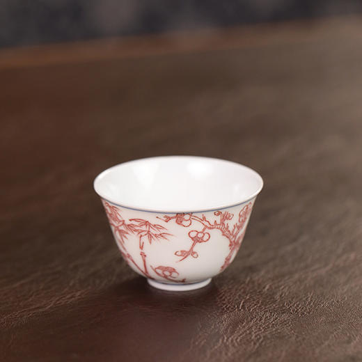 【忘言】釉里红岁寒三友小茶圆 曰何文人器 商品图2