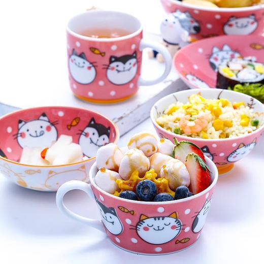 日本进口美浓烧陶瓷餐具馋嘴猫饭碗面汤碗甜品盘碟儿童牛奶马克杯美浓烧卡通猫熊猫系列散件 商品图5
