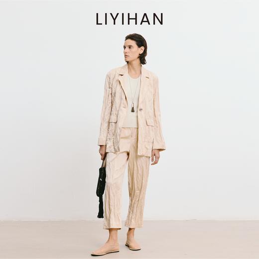 LIYIHAN 2025秋季新款褶皱西装女杏色设计感小众外套 商品图7