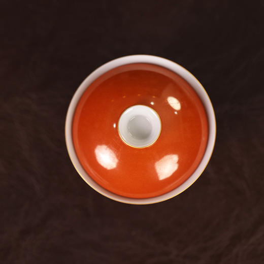 【忘言】矾红粉彩萱草纹小茶碗 盖碗 曰何文人器 商品图4