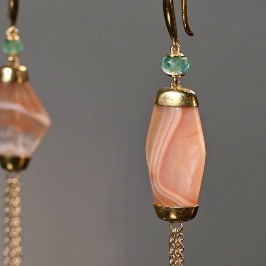 西亚高古薄纱玛瑙“小仙”流苏耳环 商品图2