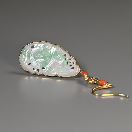 清代翡翠“福在眼前”翠红耳环 商品图4