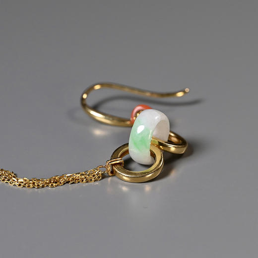 清代翡翠三连环不对称流苏耳环 商品图5