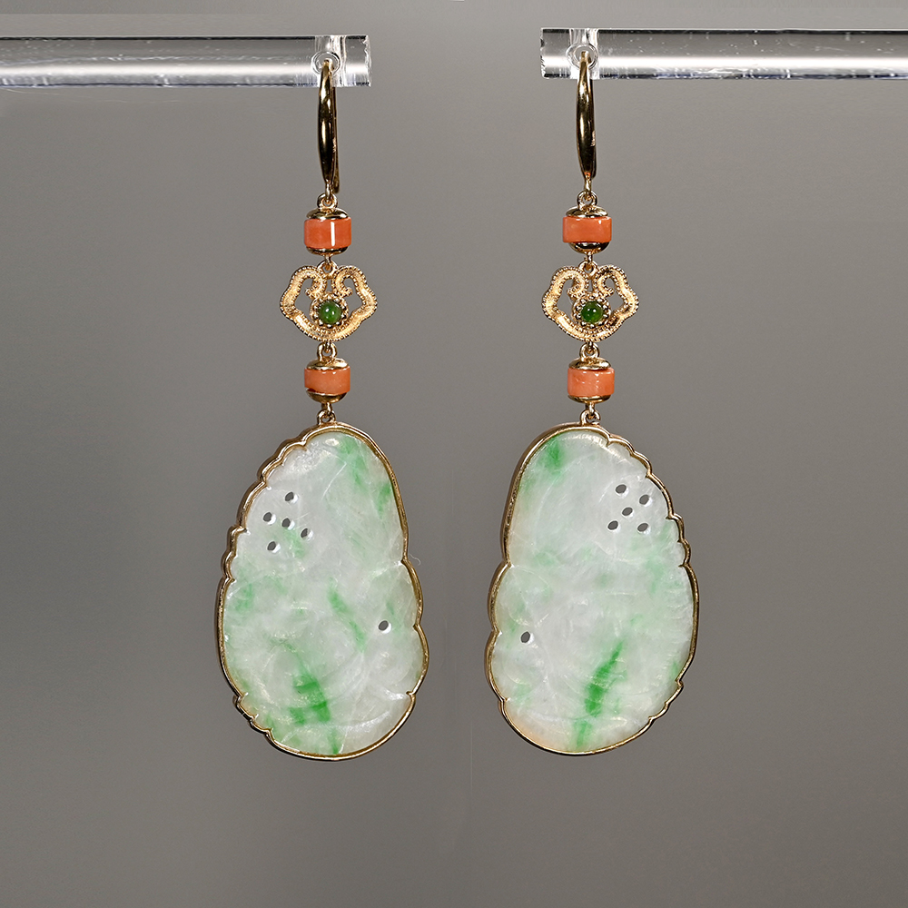 清代翡翠“福在眼前”耳环