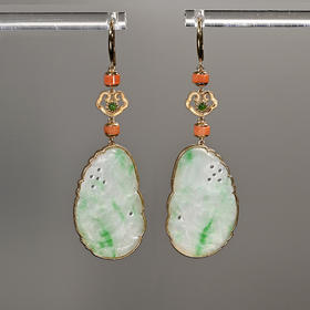 清代翡翠“福在眼前”耳环