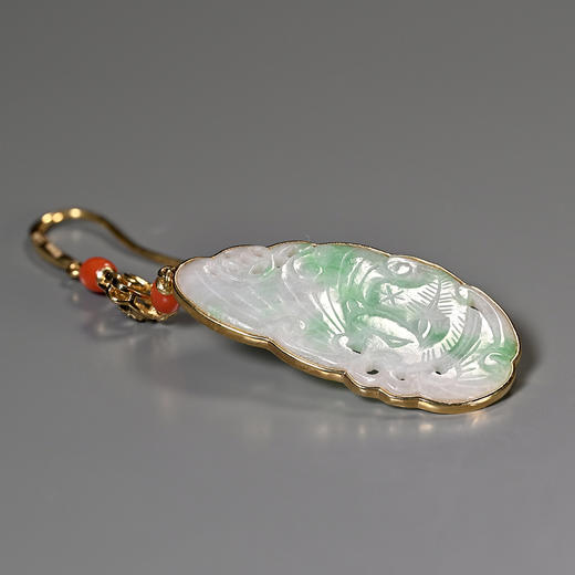 清代翡翠“福在眼前”翠红耳环 商品图5