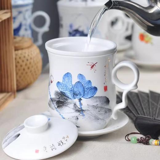 成艺手绘荷花功夫茶具满堂春茶杯满堂春四件杯组蝶舞青韵四件杯组 商品图4