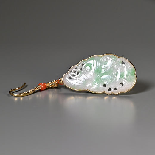 清代翡翠“福在眼前”翠红耳环 商品图6