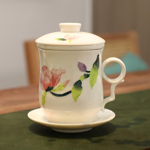 成艺手绘荷花功夫茶具满堂春茶杯满堂春四件杯组蝶舞青韵四件杯组 商品图3