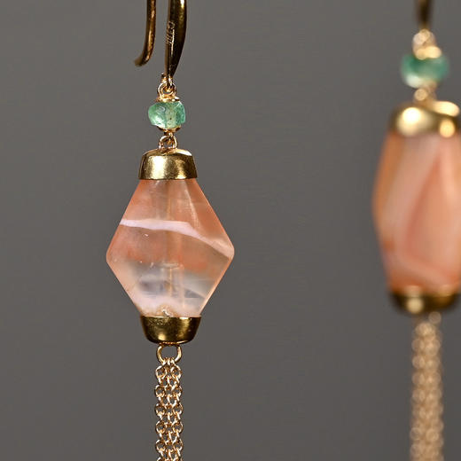 西亚高古薄纱玛瑙“小仙”流苏耳环 商品图3