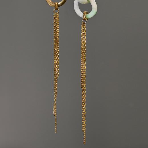 清代翡翠三连环不对称流苏耳环 商品图4