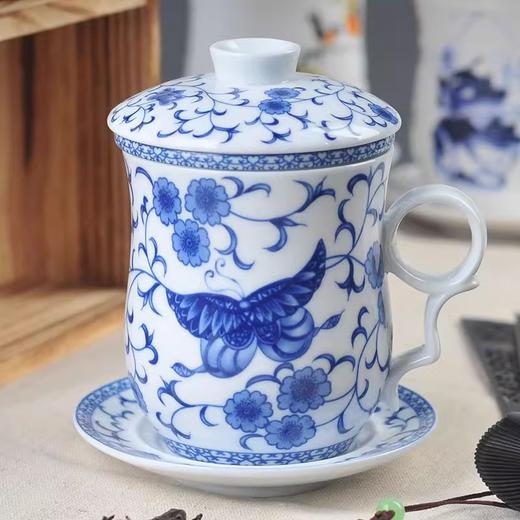 成艺手绘荷花功夫茶具满堂春茶杯满堂春四件杯组蝶舞青韵四件杯组 商品图1