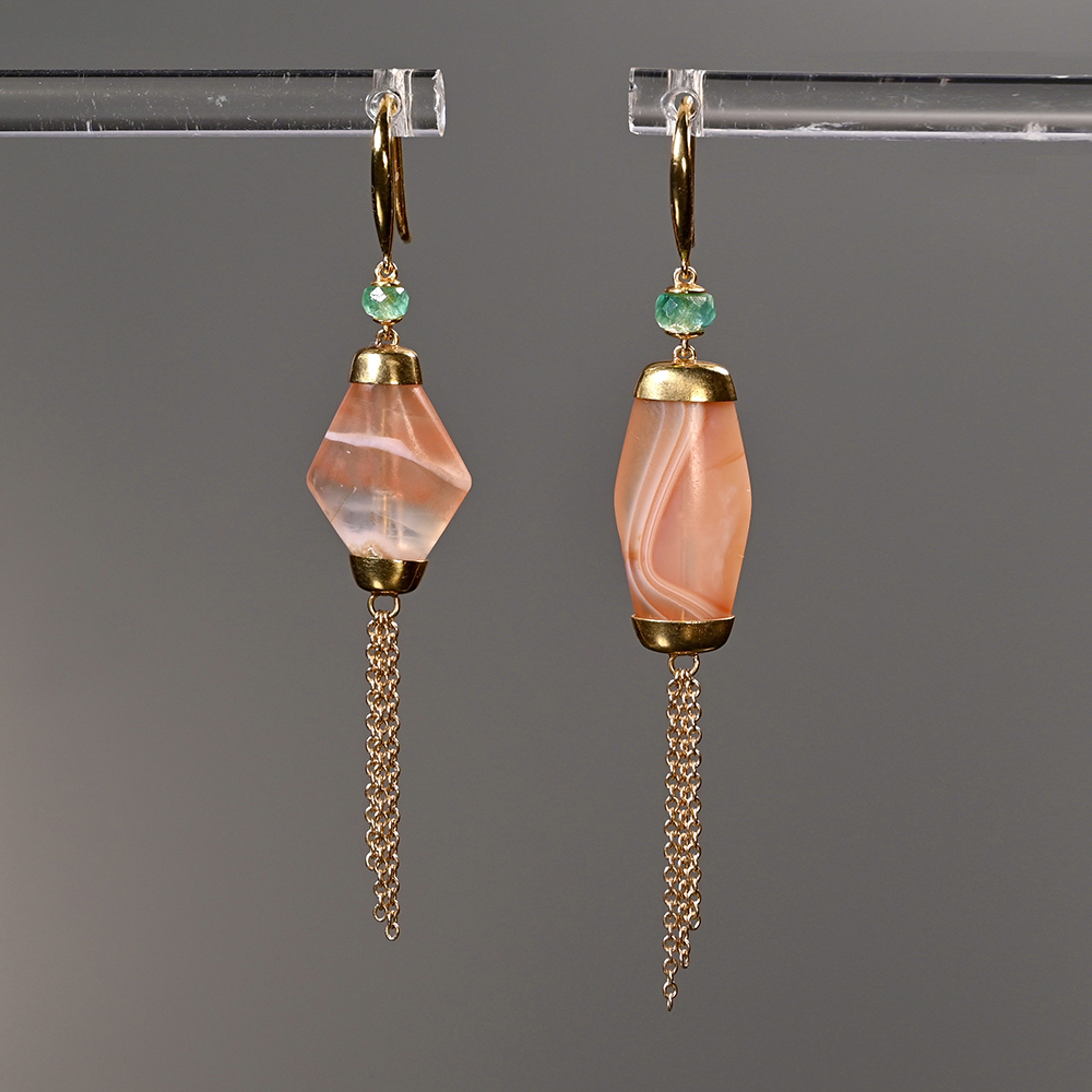 西亚高古薄纱玛瑙“小仙”流苏耳环