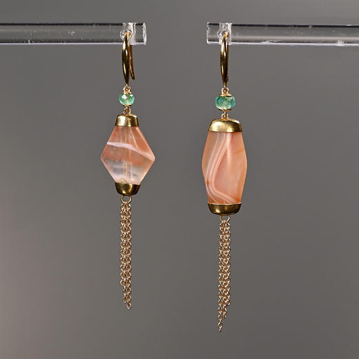 西亚高古薄纱玛瑙“小仙”流苏耳环 商品图0