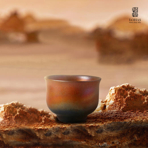 【样品特惠6折，仅1个，无货退款】台湾陆宝柴烧大漠金沙功夫茶杯品茗杯高档主人杯单个礼盒装单杯晚霞杯60ml明月杯70ml长风杯70ml 商品图0