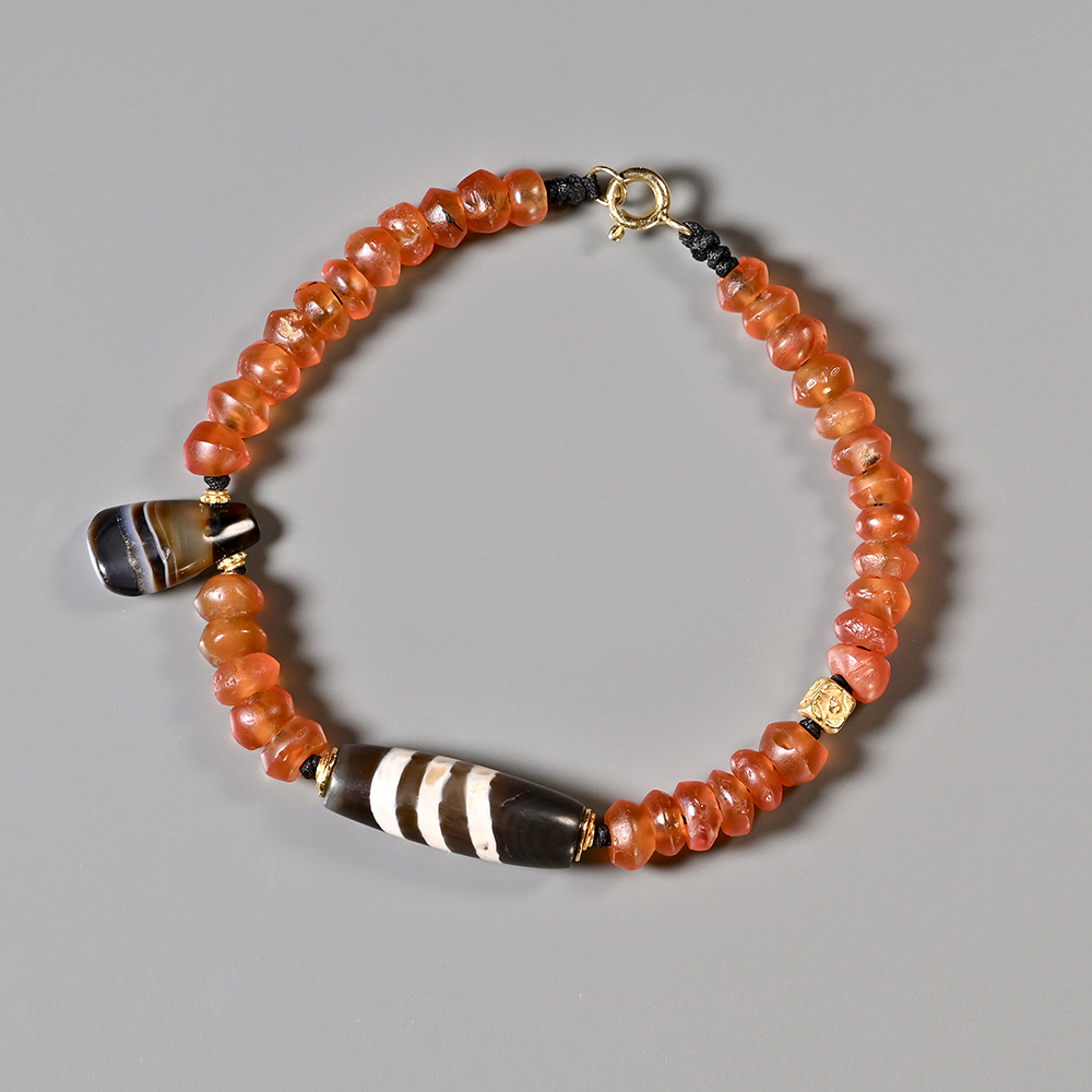 蚀花线珠+西亚高古红玛瑙手串