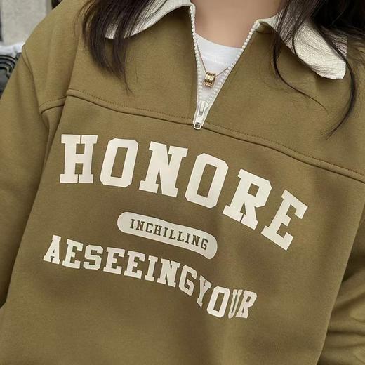 【诗铭洛可】XC7659美式字母宽松拼色翻领卫衣C5-2 商品图2