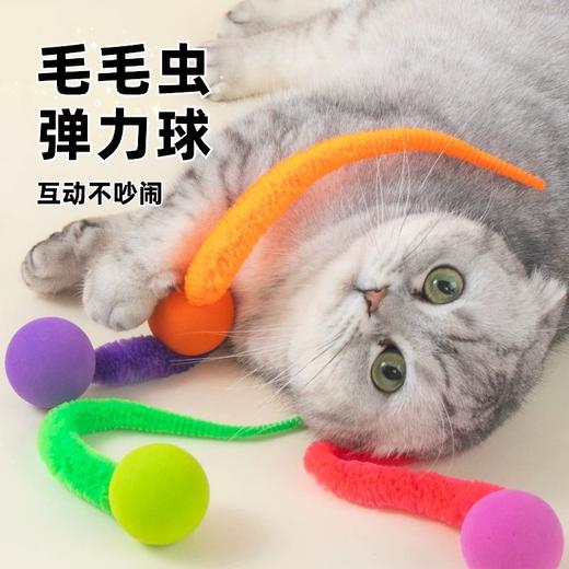 猫玩具逗猫自嗨解闷毛毛虫弹力球幼猫玩具球互动追赶猫咪用品  1个 商品图1