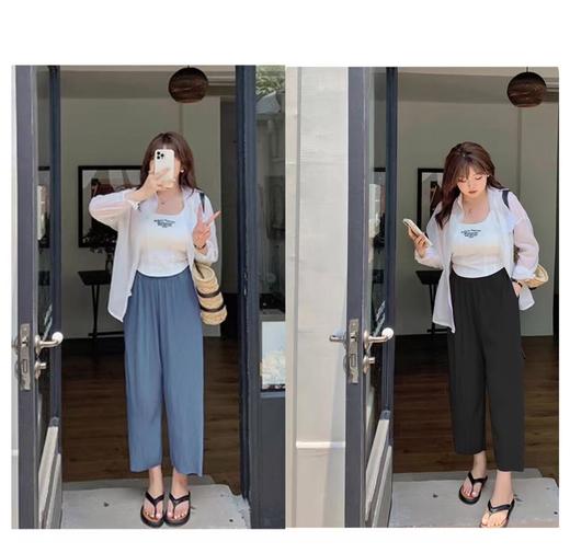 【诗铭洛可】（长款）7316三宅肌理纹小花苞休闲九分裤B5-3 商品图0