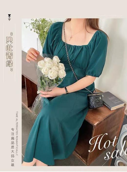 【诗铭洛可】（长款）W597连衣裙方领蜂巢褶公主裙C6-2 商品图0