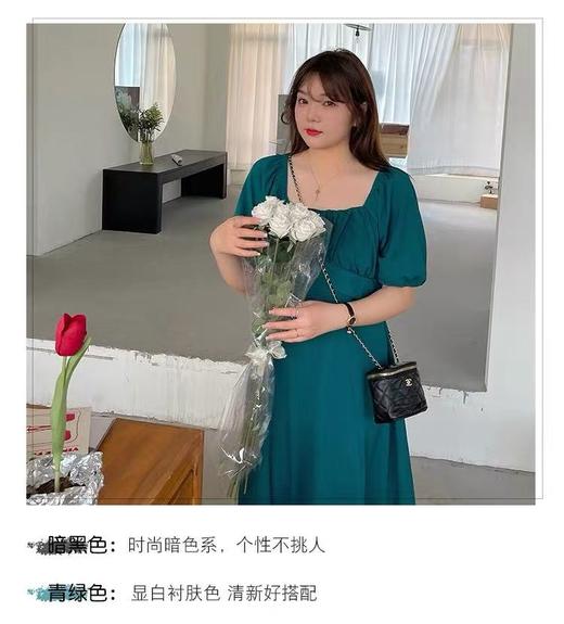 【诗铭洛可】（长款）W597连衣裙方领蜂巢褶公主裙C6-2 商品图1