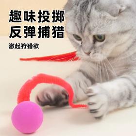 猫玩具逗猫自嗨解闷毛毛虫弹力球幼猫玩具球互动追赶猫咪用品  1个