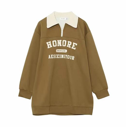 【诗铭洛可】XC7659美式字母宽松拼色翻领卫衣C5-2 商品图3