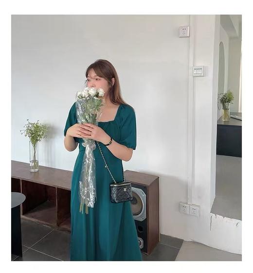 【诗铭洛可】（长款）W597连衣裙方领蜂巢褶公主裙C6-2 商品图5