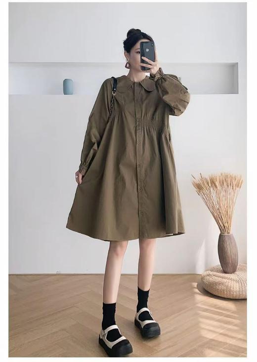  【诗铭洛可】2221连衣裙韩版慵懒风翻领连衣裙 商品图0