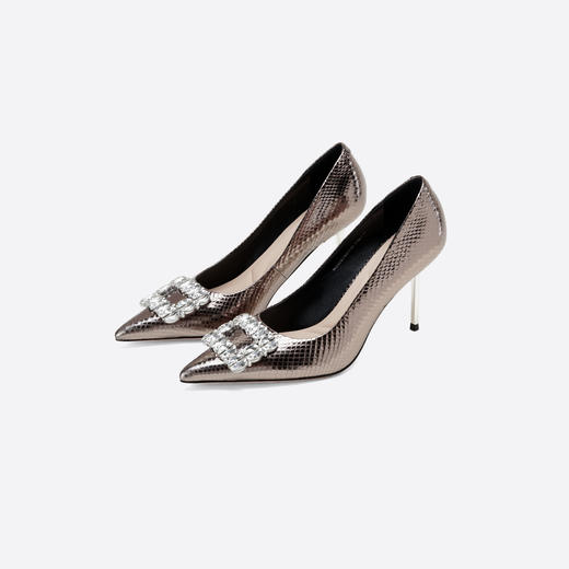 Westory尖头高跟金属羊皮单鞋通勤宴会浅口单鞋W25CE75911 商品图0